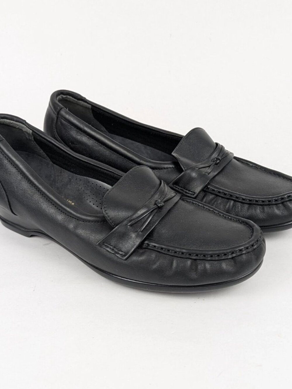 SAS Easier Shoes Size 9 Womens Black Slip On Loafer Low Wedge